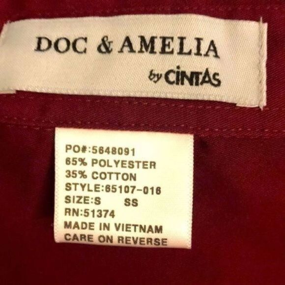 DOC& Amelia Maroon formal button down shirt NWOT Men’s S - Picture 7 of 16